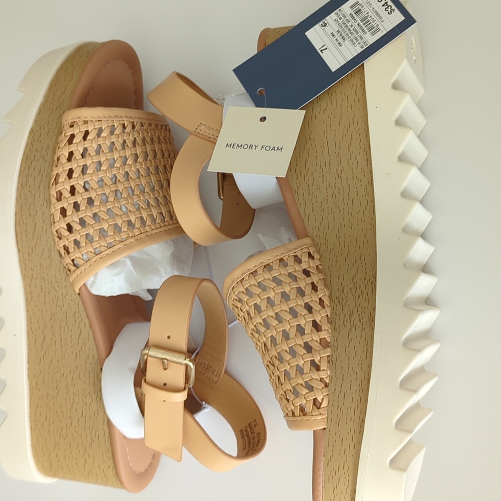Universal Thread Women's Alba Tan Woven Platform Sandal Size 7.5 - Picture 3 of 7